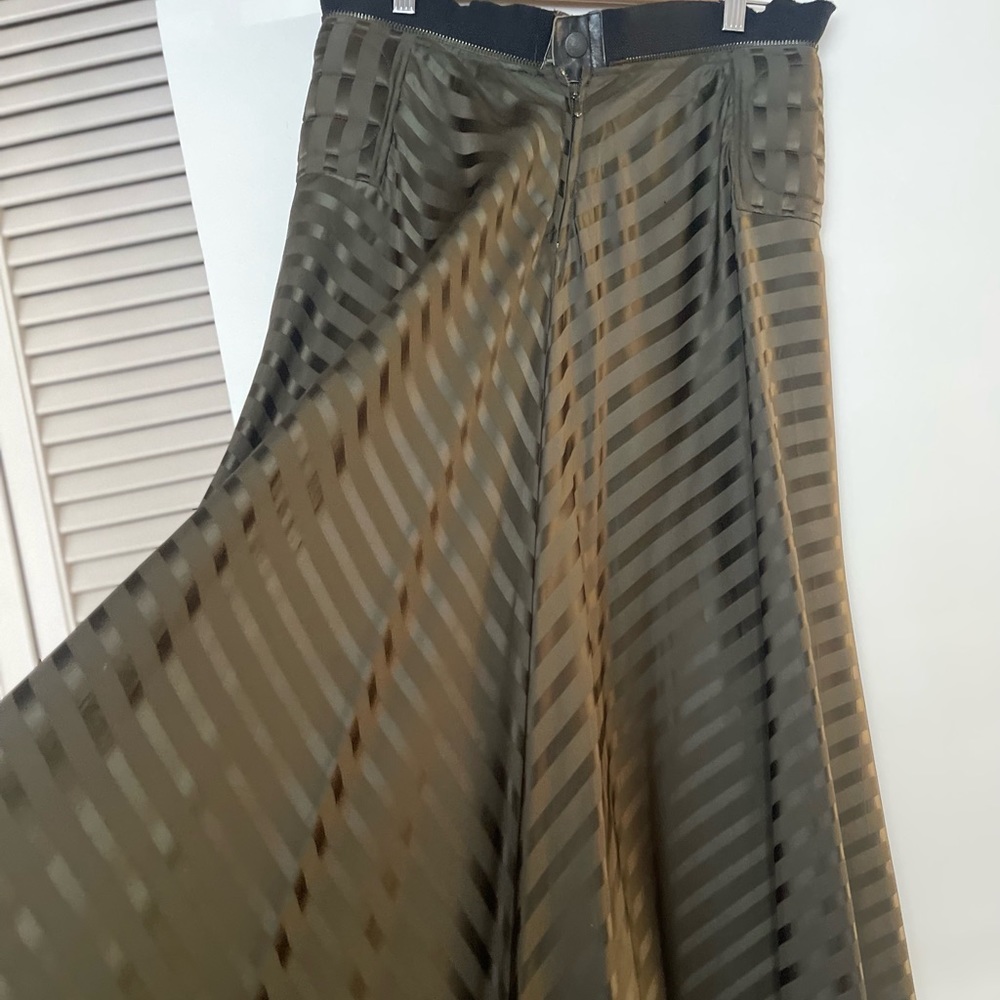 Vintage Jean Paul Gaultier Green Satin Chevron Maxi Skirt size 10